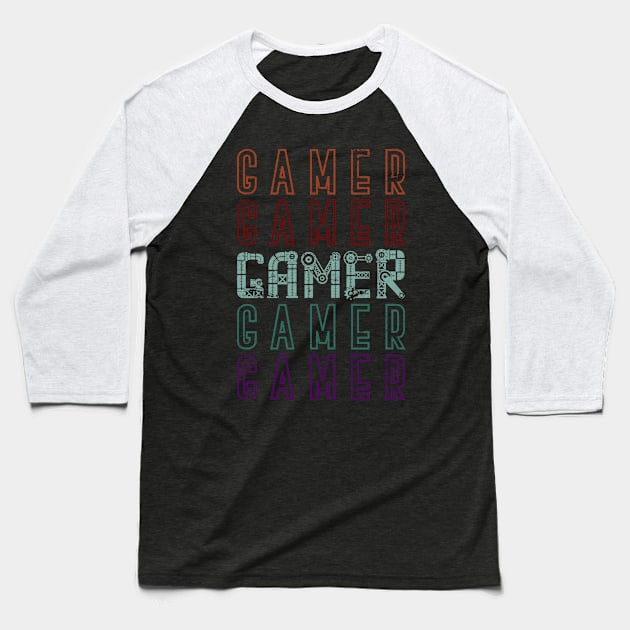 Retro Gamer Gaming Baseball T-Shirt by shirtsyoulike